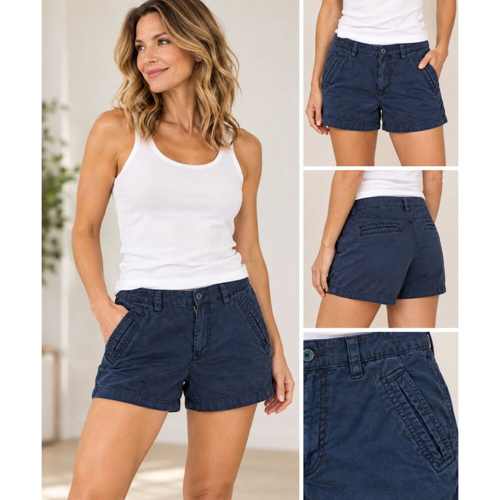 Guess Women's Black Linen Rayon Shorts Medium Slanted Pockets Casual